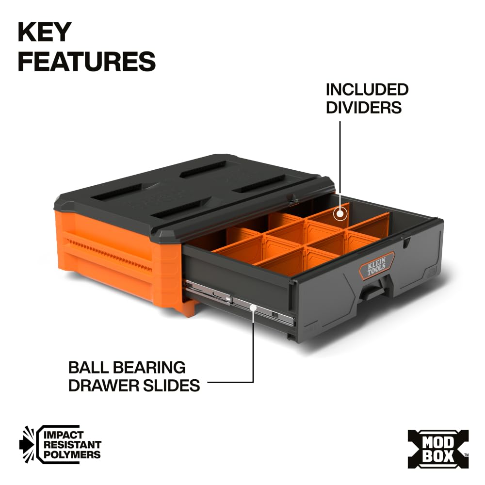 Klein Tools MODbox Compact Single Drawer Box – Full-Width Storage with Ball Bearing Slides