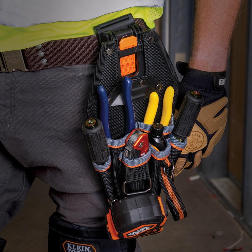 Klein Tools 55830MB MODbox 6-Pocket Pouch — Quick Attach Belt Clip, MODBox Rail System
