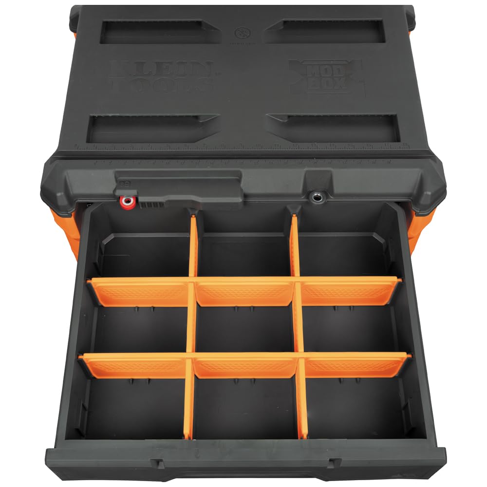 Klein Tools MODbox Rolling Drawer Box 54801MB – Heavy-Duty Double Drawer Tool Organizer