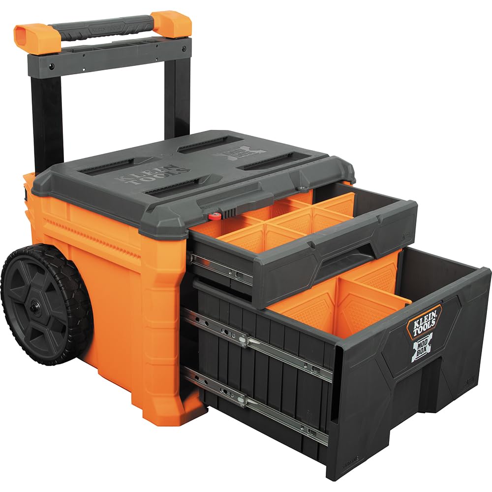 Klein Tools MODbox Rolling Drawer Box 54801MB – Heavy-Duty Double Drawer Tool Organizer