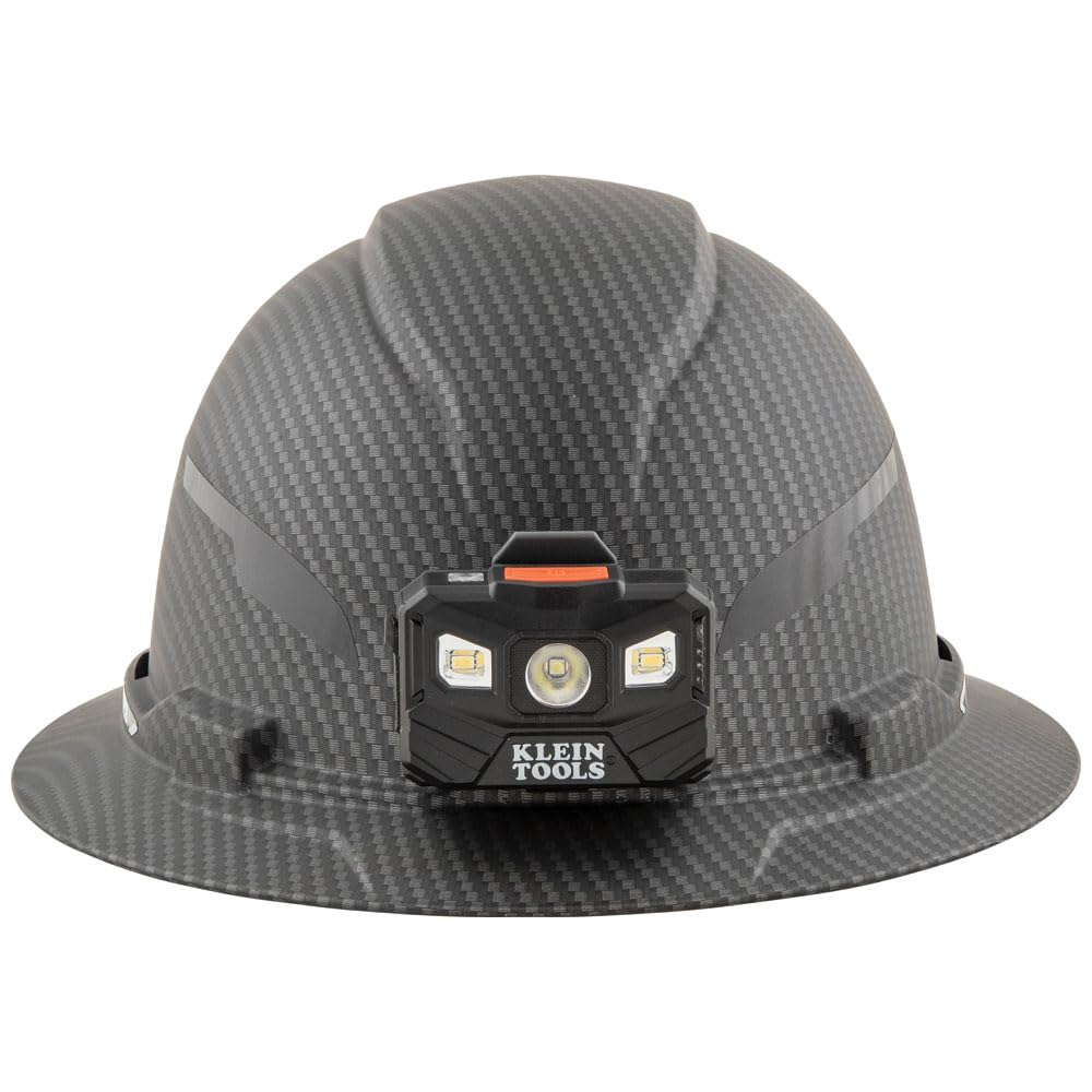 Klein Tools 60346 KARBN Full Brim Hard Hat with Rechargeable Headlamp – Class E