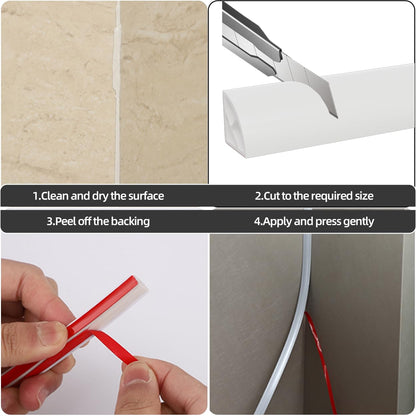 KNEELISA 16.4ft Flexible Peel & Stick Quarter Round Molding – White