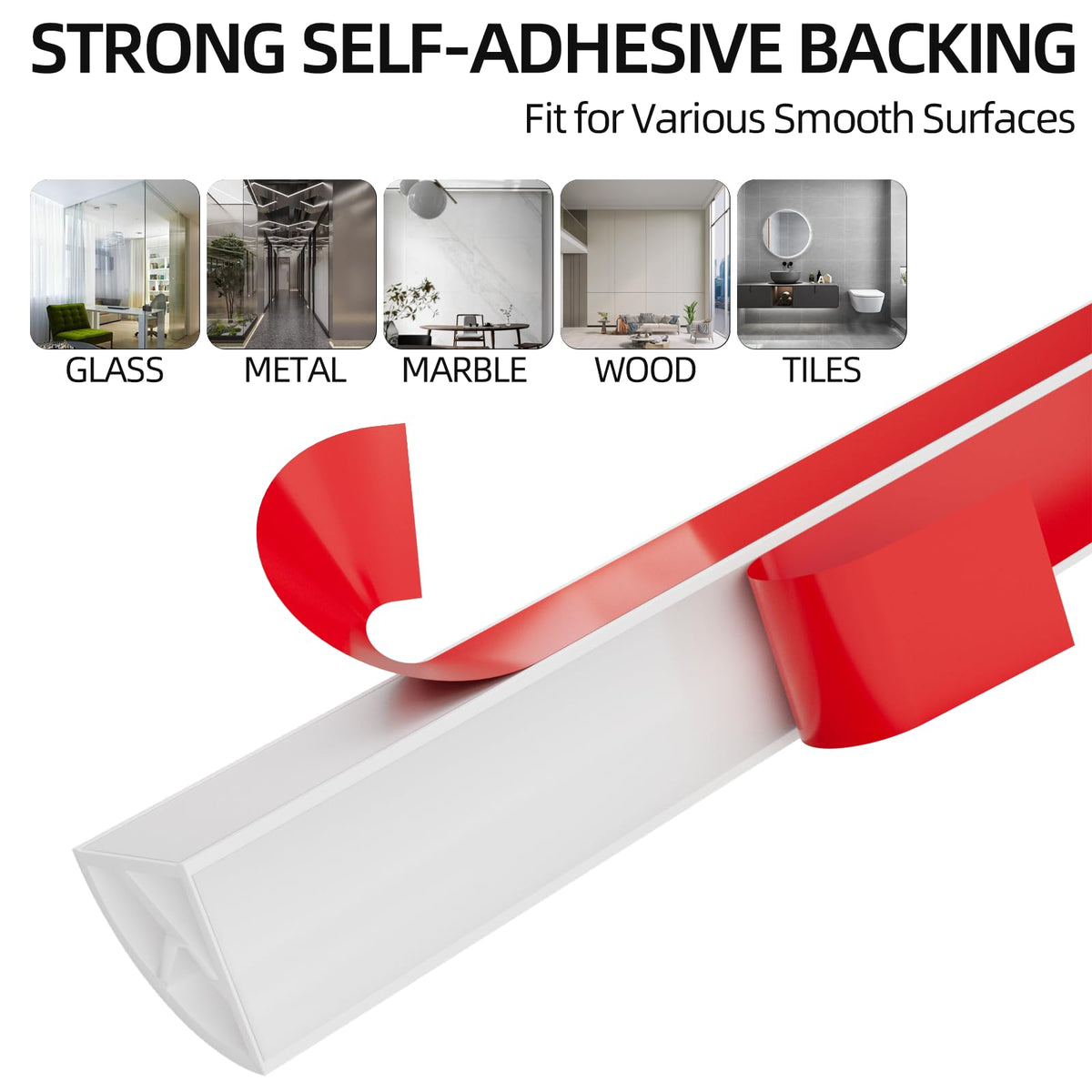 KNEELISA 16.4ft Flexible Peel & Stick Quarter Round Molding – White