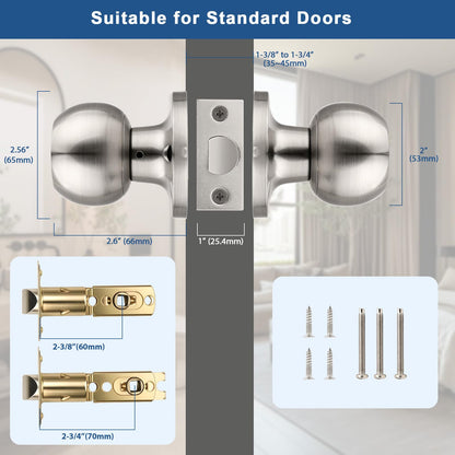 Knobonly 2 Pack Privacy Door Knobs Satin Nickel – Interior Door Handles