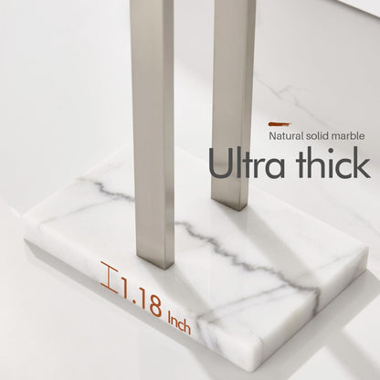 KOKOSIRI Free Standing Towel Rack 2-Tier – Brushed Nickel, Marble Base | THS0005-BR