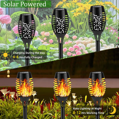 KOLYC Solar Flame Lights Outdoor 6-Pack | Flickering Flame LED Torches for Garden & Pathways
