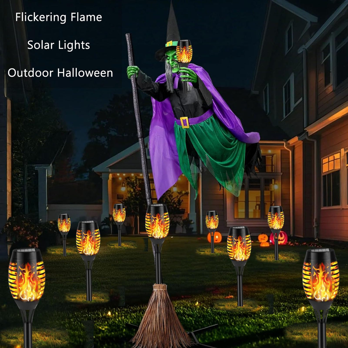 KOLYC Solar Flame Lights Outdoor 6-Pack | Flickering Flame LED Torches for Garden & Pathways