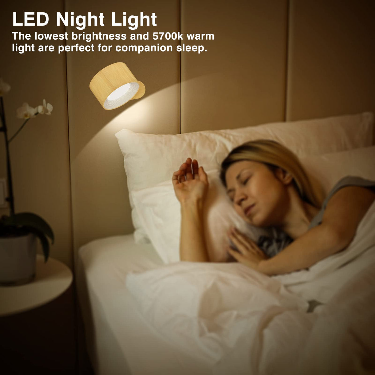 Koopala LED Sconces – Cordless Wall Lamps with 3 Color Temperatures, 3 Brightness Levels, 360° Magnetic Ball