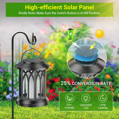 KOOPER Hanging Solar Lights Lantern Outdoor with Dancing Flame, IP65 Waterproof, 2 Pack