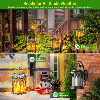 KOOPER Hanging Solar Lights Lantern Outdoor with Dancing Flame, IP65 Waterproof, 2 Pack
