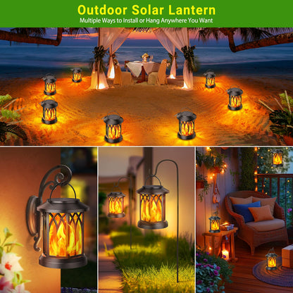 KOOPER Hanging Solar Lights Lantern Outdoor with Dancing Flame, IP65 Waterproof, 2 Pack