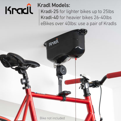 Kradl Ceiling Mount Bike Lift & Rack — 40 lb Capacity, No Electricity