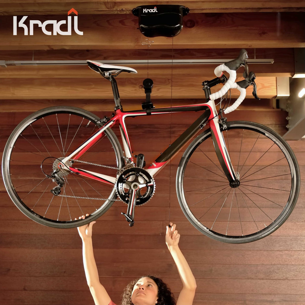 Kradl Ceiling Mount Bike Lift & Rack — 40 lb Capacity, No Electricity