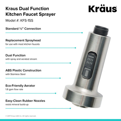 Kraus KFS-1SS Dual Function Kitchen Faucet Sprayer – Stainless Steel