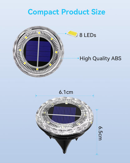 Krinzitt 12-Pack Mini Solar Ground Lights – Waterproof Pathway & Garden Lighting