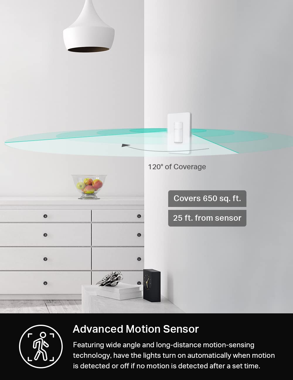 Kasa Smart KS200M WiFi Motion Sensor Switch – No Hub Required, 2.4GHz, Alexa & Google Home