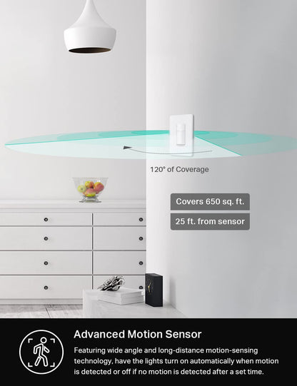 Kasa Smart KS200M WiFi Motion Sensor Switch – No Hub Required, 2.4GHz, Alexa & Google Home