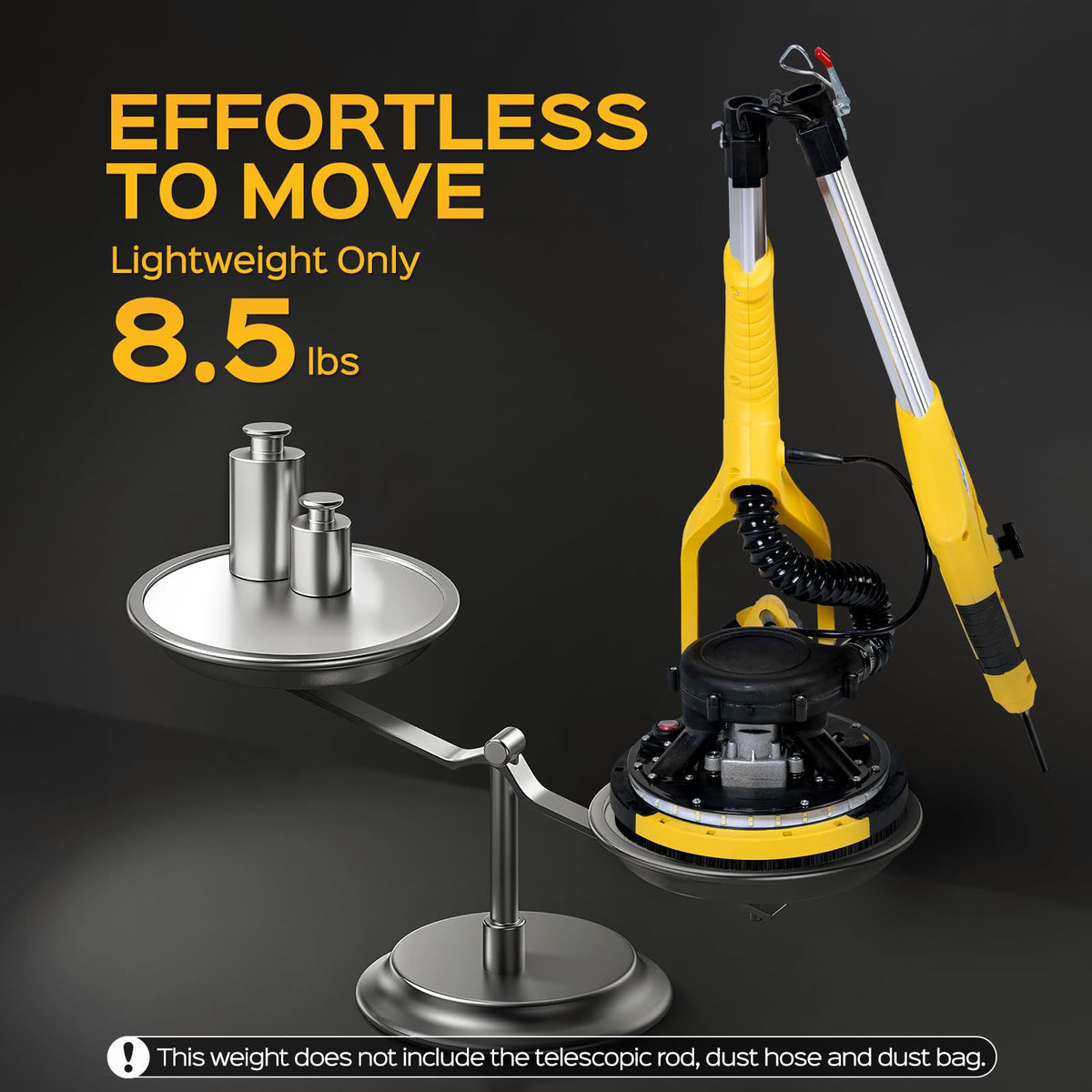 KUPERIA Drywall Sander: 8.5A, 7-Speed, Extendable Handle, LED Light