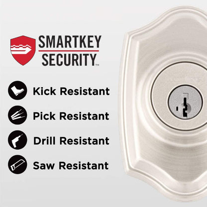 Kwikset Belleview Front Door Lock Set with SmartKey Rekey — Satin Nickel