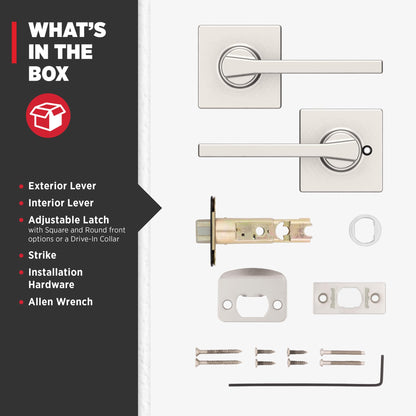 Kwikset Casey Interior Passage Lever – Satin Nickel with Microban Protection | Easy DIY Install