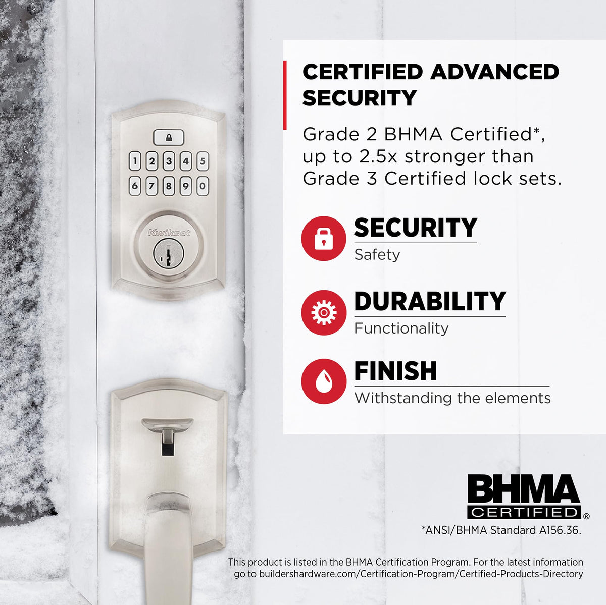 Kwikset SmartCode 260 Keyless Entry Deadbolt – Satin Nickel, Auto-Lock & 50 User Codes