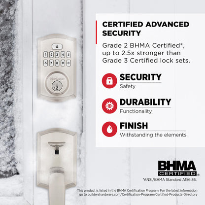Kwikset SmartCode 260 Keyless Entry Deadbolt – Satin Nickel, Auto-Lock & 50 User Codes
