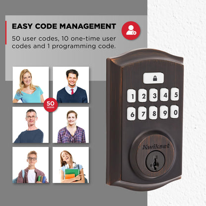 Kwikset SmartCode 260 Keyless Entry Electronic Keypad Deadbolt – Venetian Bronze | Auto-Lock & Custom Codes