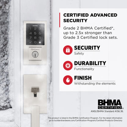 Kwikset SmartCode 270 Keyless Entry Deadbolt with Touchpad – Satin Nickel, Auto-Lock and 50 User Codes