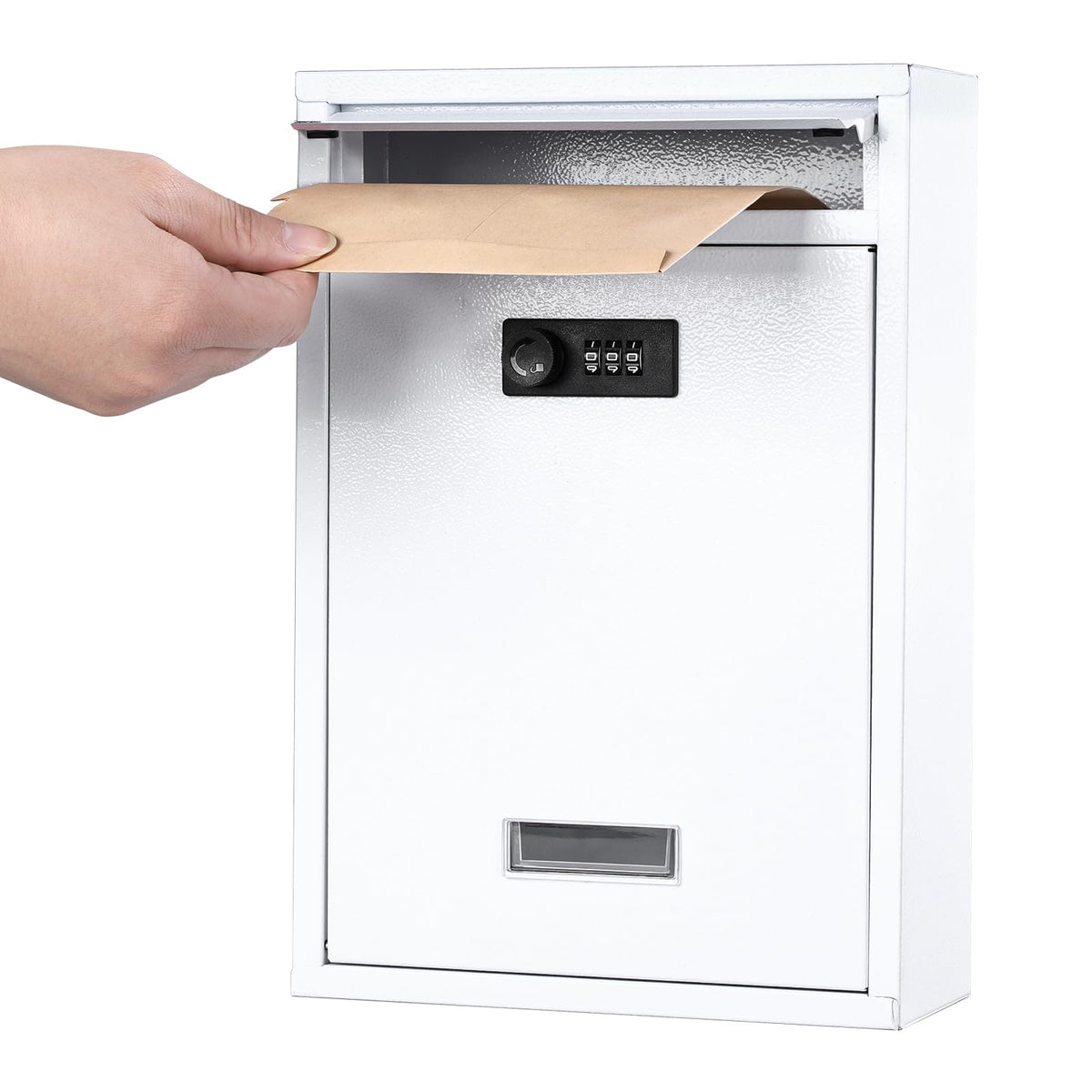 KYODOLED Locking Wall Mount Mailbox with 3-Digit Code – Weatherproof Steel, 12.4 x 8.54 x 3.35 in, White
