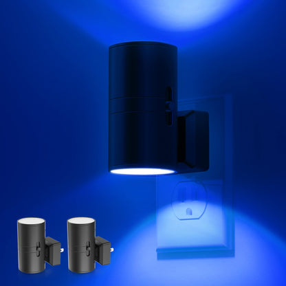 L LOHAS LED Blue Night Light 2-Pack | Dimmable, Dusk-to-Dawn Sensor, Wall Plug