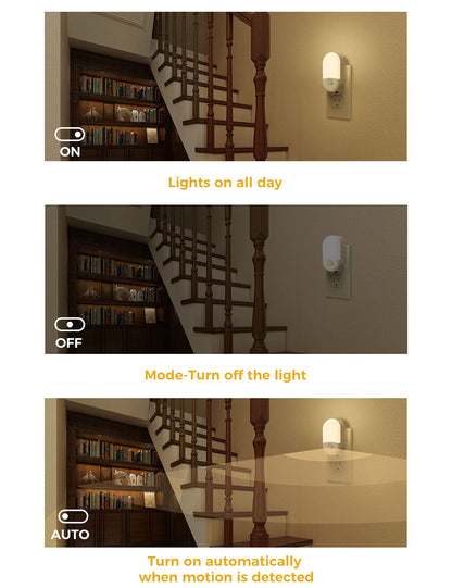 L LOHAS LED Motion Sensor Night Light 2-Pack – 3000K Warm White, Adjustable Brightness