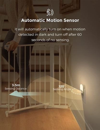 L LOHAS LED Motion Sensor Night Light 2-Pack – 3000K Warm White, Adjustable Brightness