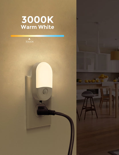 L LOHAS LED Motion Sensor Night Light 2-Pack – 3000K Warm White, Adjustable Brightness