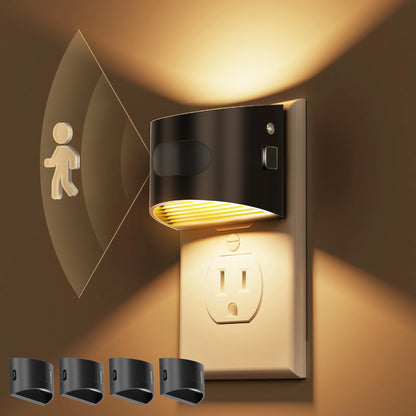 L LOHAS LED Motion Sensor Night Light – 4 Pack, Dusk-to-Dawn & Auto Motion, 3000K Soft White