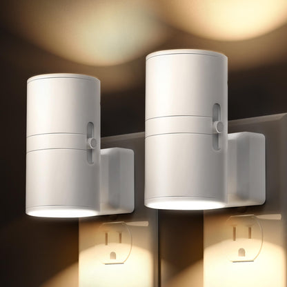 L LOHAS LED Night Light Plug-In – Dimmable 0-100LM, 3000K Soft White, Dusk-to-Dawn, 2 Pack