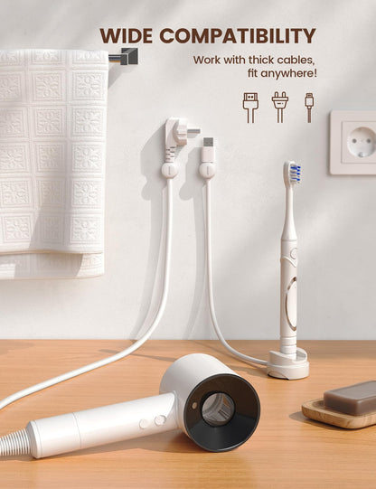 Lamicall 12-Pack Rotatable Cord Organizer – 360° Cable Clips for Desk & Nightstand