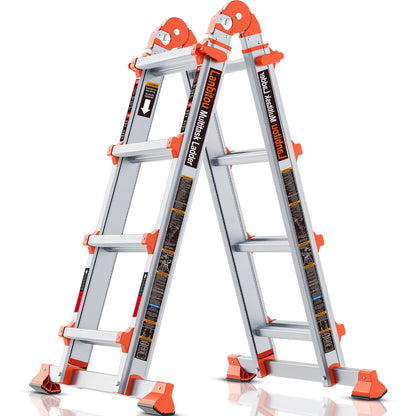 LANBITOU Ladder: 14 ft Anti-Slip A-Frame Multi-Position Folding Ladder