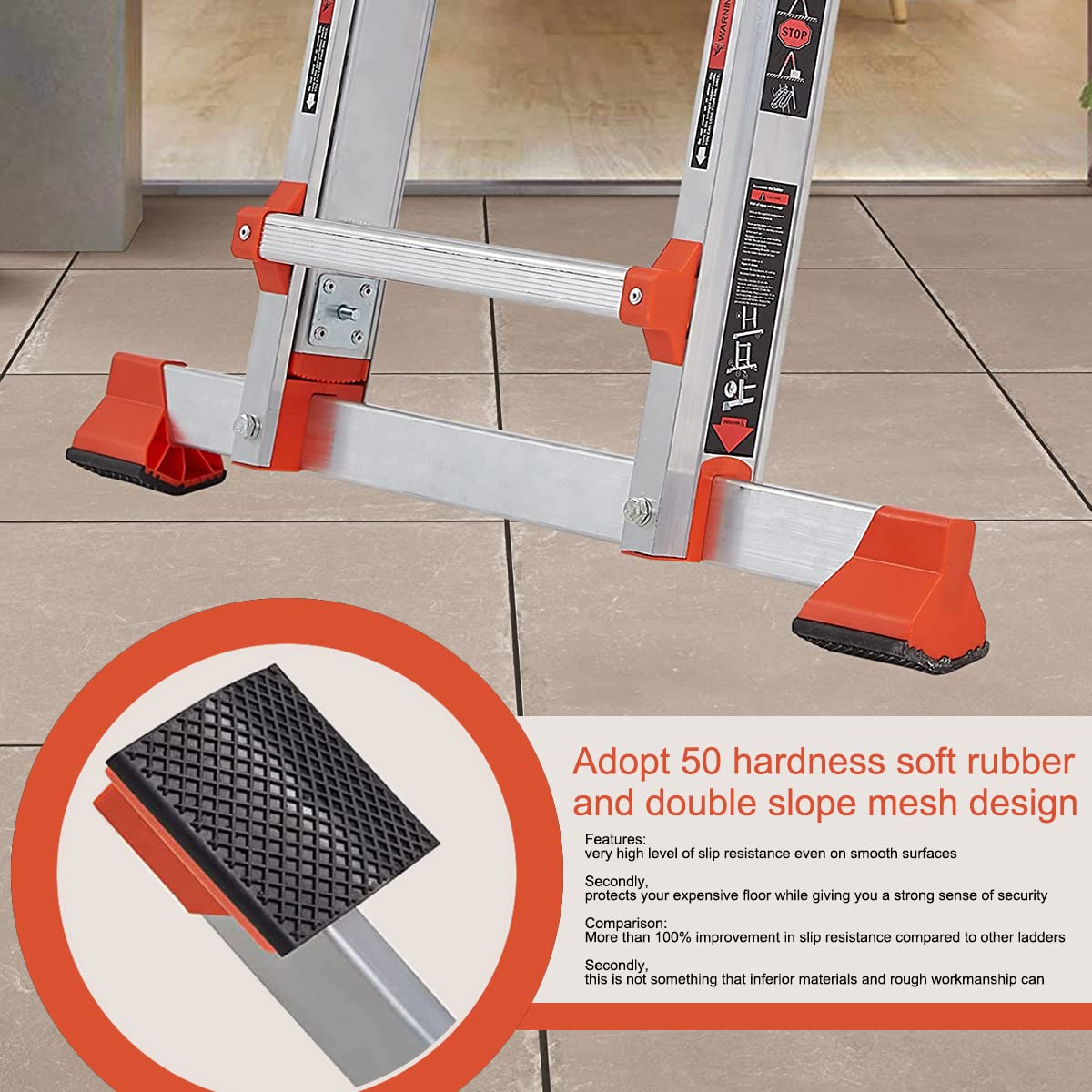 LANBITOU Ladder: 14 ft Anti-Slip A-Frame Multi-Position Folding Ladder