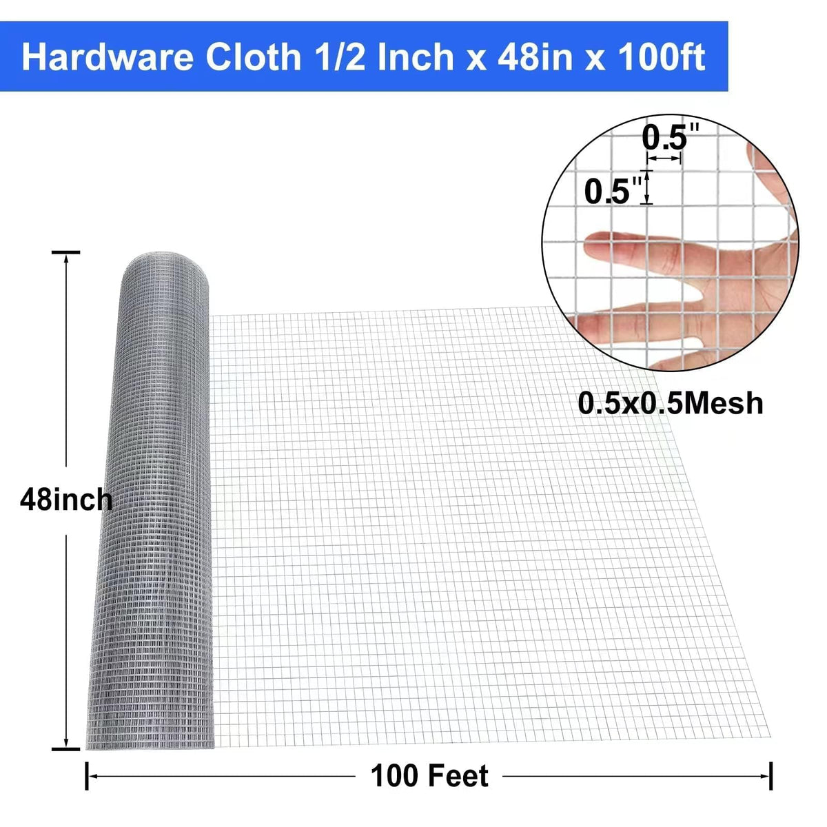 Land Guard 19 Gauge Hardware Cloth, 48x100 ft – Galvanized Welded Mesh
