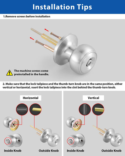 Lanwandeng 1 Set All Keyed Alike Entry Door Knobs & Single Cylinder Deadbolt — Satin Nickel Front Door Lock Set