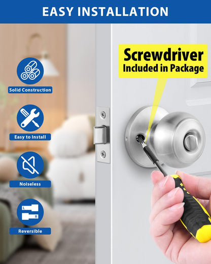 Lanwandeng 2-Pack Keyed Entry Door Knob Set – Satin Nickel, All Keyed Same