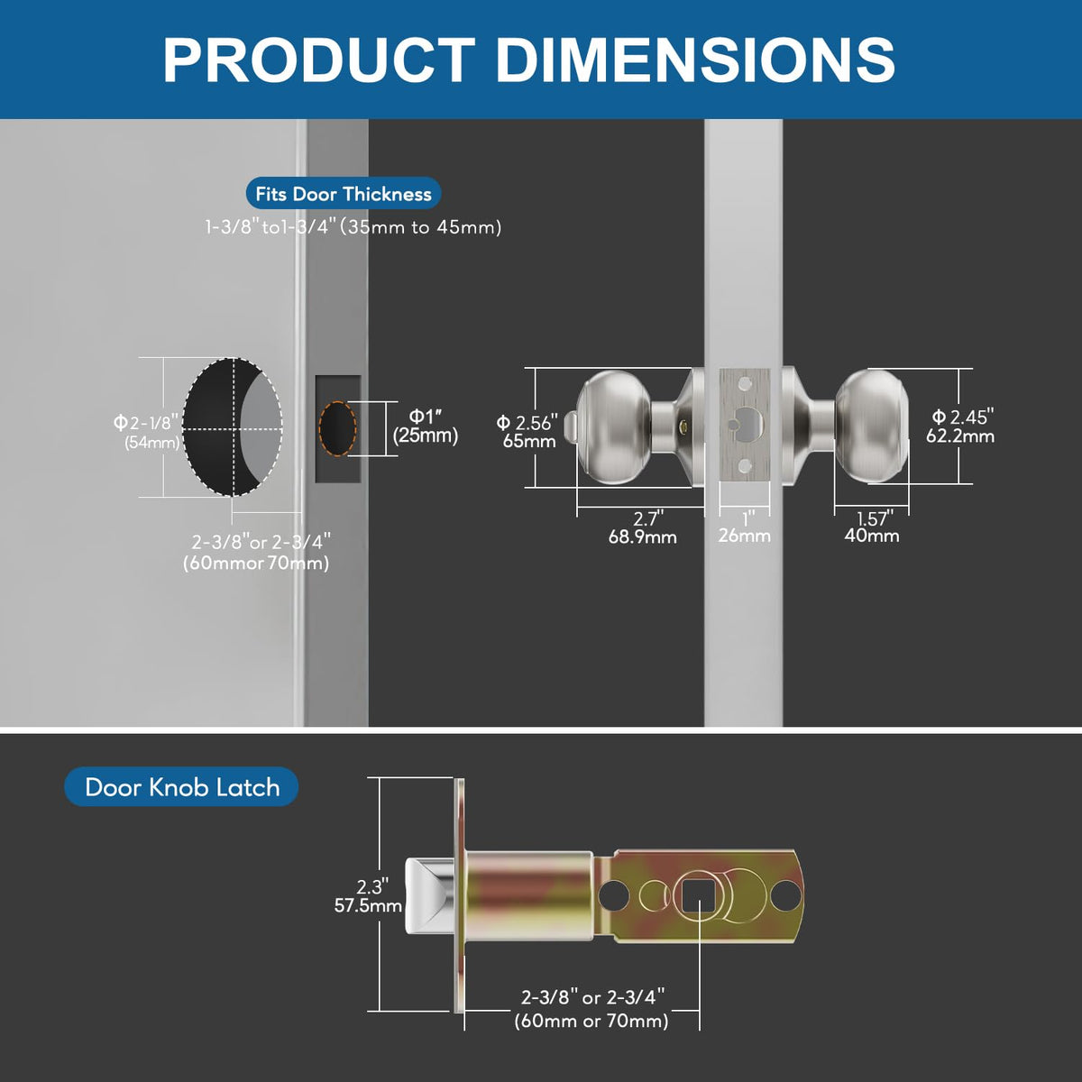 Lanwandeng 2-Pack Keyed Entry Door Knob Set – Satin Nickel, All Keyed Same