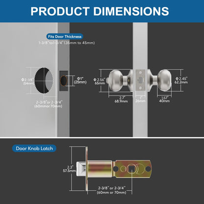 Lanwandeng 2-Pack Keyed Entry Door Knob Set – Satin Nickel, All Keyed Same