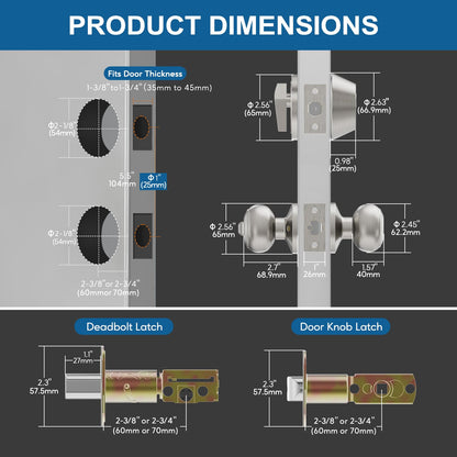Lanwandeng 1 Set All Keyed Alike Entry Door Knobs & Single Cylinder Deadbolt — Satin Nickel Front Door Lock Set