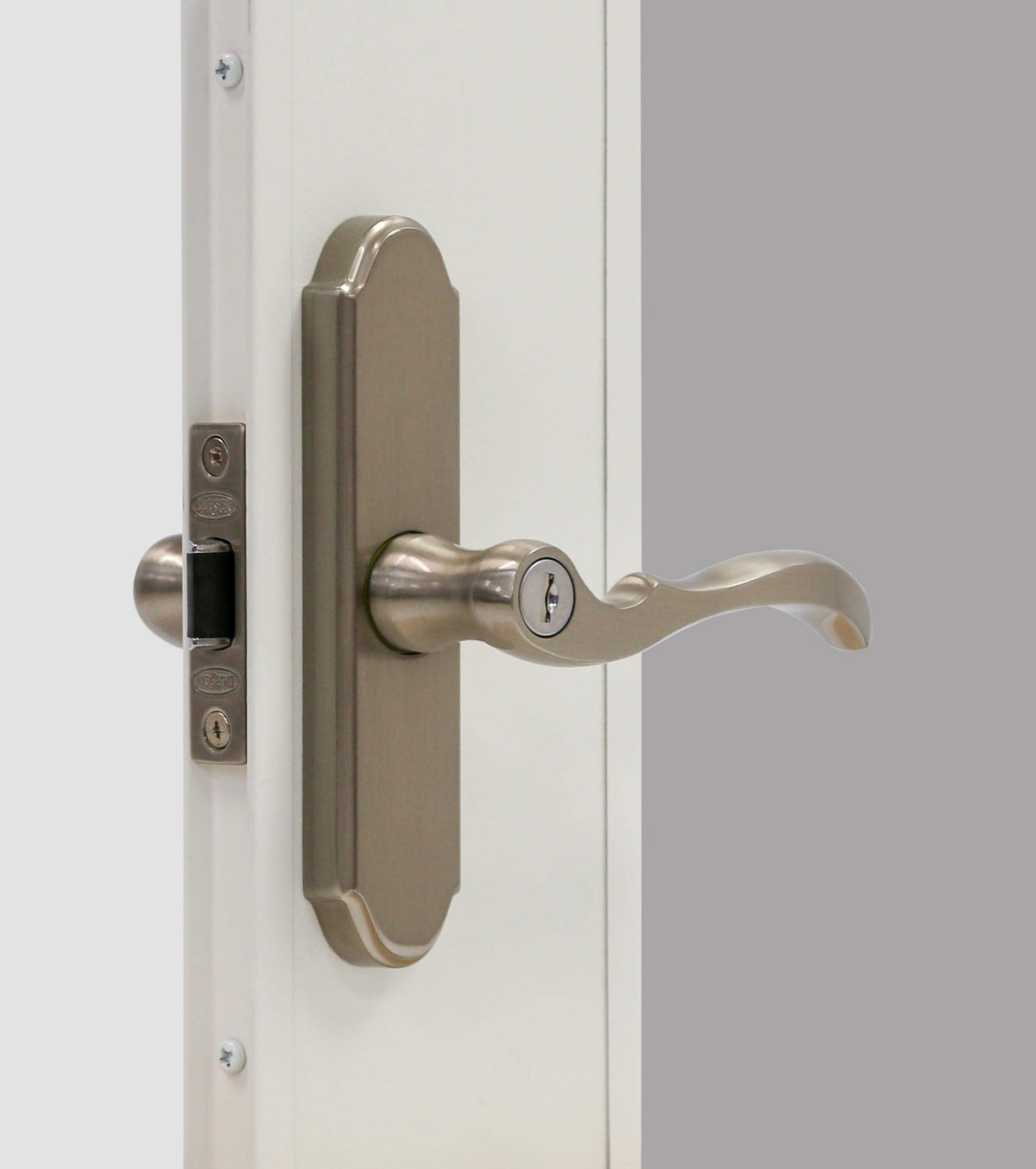 Larson M2 Mortise Brushed Nickel Storm Door Handle Set with Keyed Deadbolt | Replacement