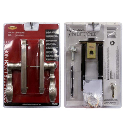 Larson M2 Mortise Brushed Nickel Storm Door Handle Set with Keyed Deadbolt | Replacement