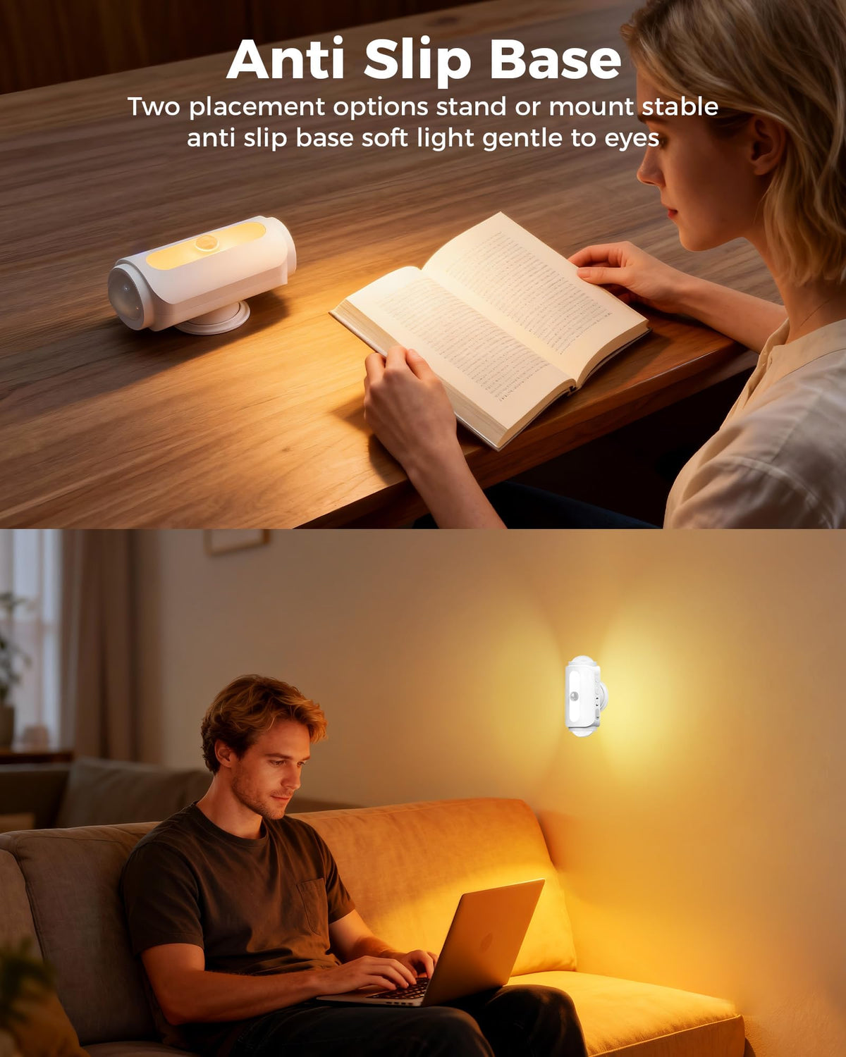 Lazukes Motion Sensor Wall Light 2-Pack — Rechargeable RGB Sconce, No-Drill Peel & Stick