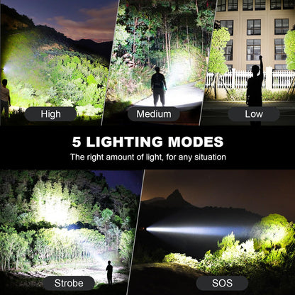 LBE 99,000 Lumen LED Flashlights 2-Pack | Rechargeable, 5 Modes, 18H Runtime, IPX7 Waterproof