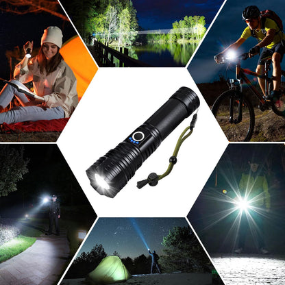 LBE 99,000 Lumen LED Flashlights 2-Pack | Rechargeable, 5 Modes, 18H Runtime, IPX7 Waterproof