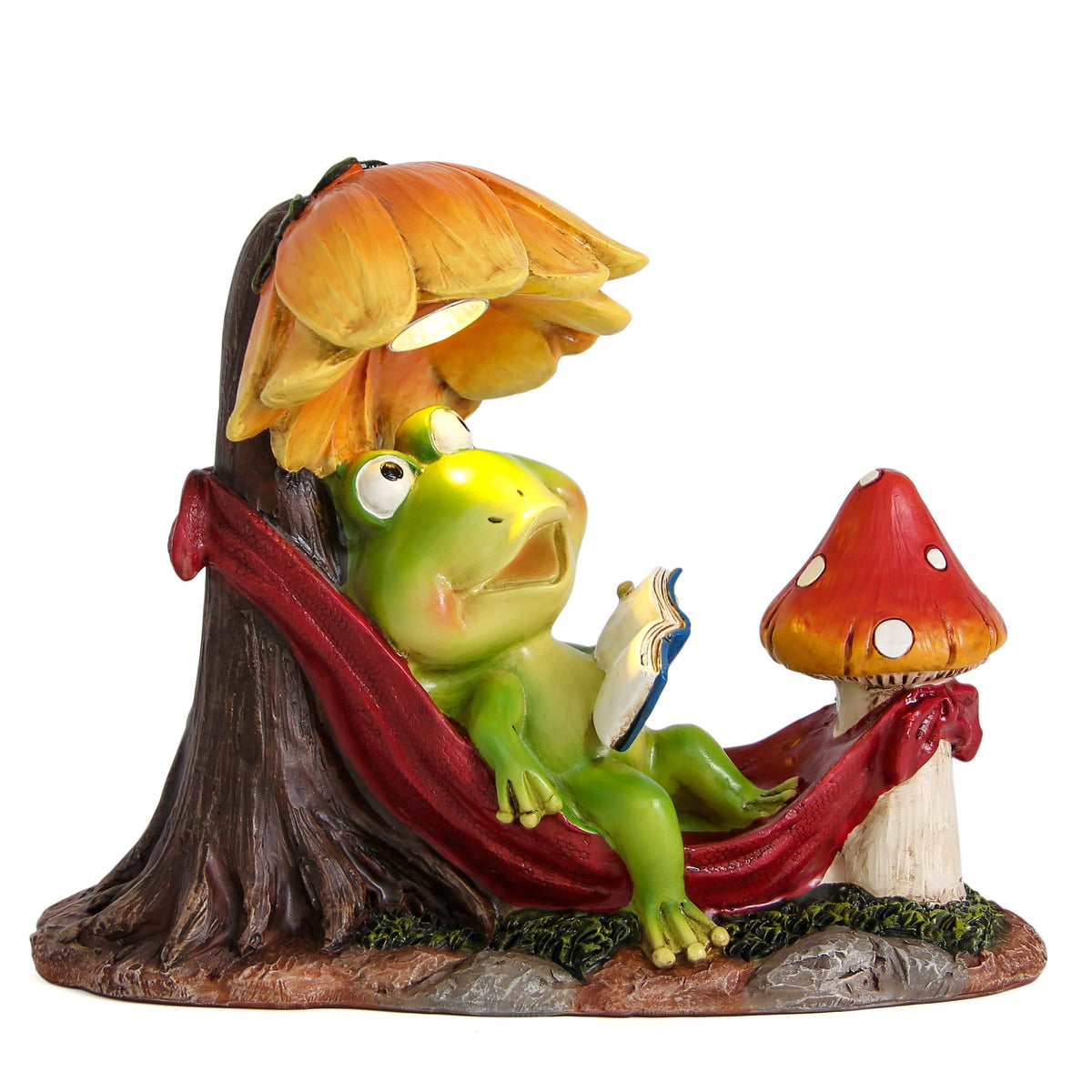 Leekung Solar Frog Garden Decor - Reading Frog with Solar Light